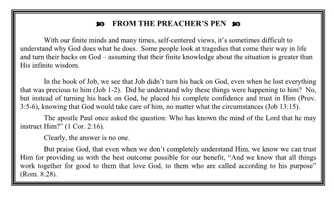 From the Preacher's Pen 09/10/2017