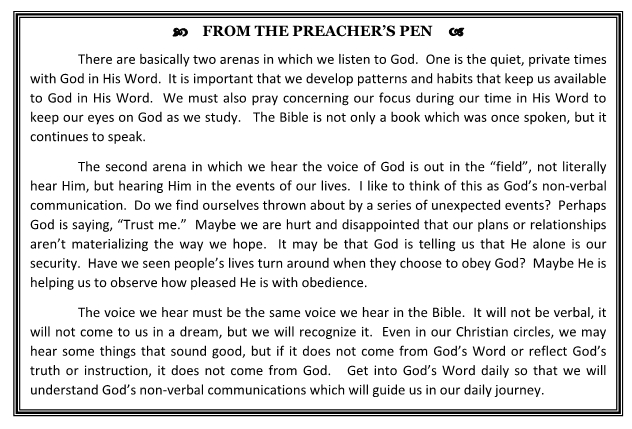 From the Preacher's Pen 03/11/2018
